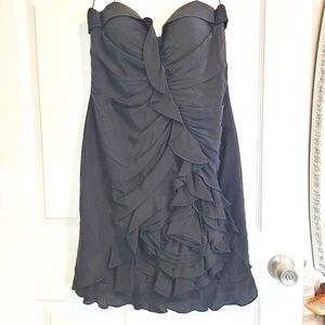 Aidan Mattox Silk Lining Strapless Ruffle Cascade Mini LBD Size 6